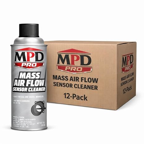 MPD PRO Mass Air Flow Sensor Cleaner Spray Professional Formula for Delicate MAF Sensors | Safely Cleans without Residue | Boosts Engine Performance, Fuel Efficiency & Throttle Response, (Pack-12)