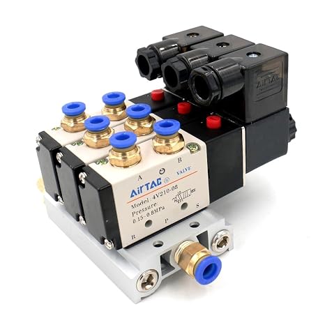 Pneumatic Solenoid Valve PT 1/4" Air Valve 4V210-08 AC 110V 5 Way 2 Position Base Quick Fittings Muffler Set
