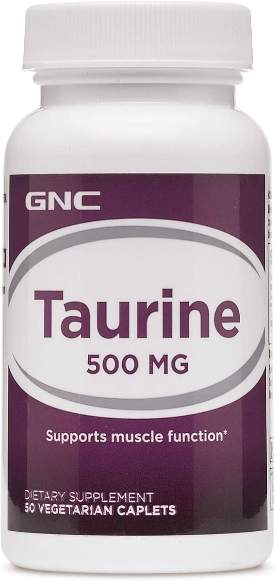 GNC Taurine 500mg, 50 Caplets, Supports Muscle Function