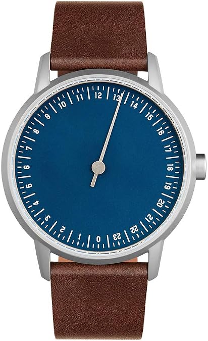 slow Round 13 - Dark Brown Leather, Silver Case, Blue Dial