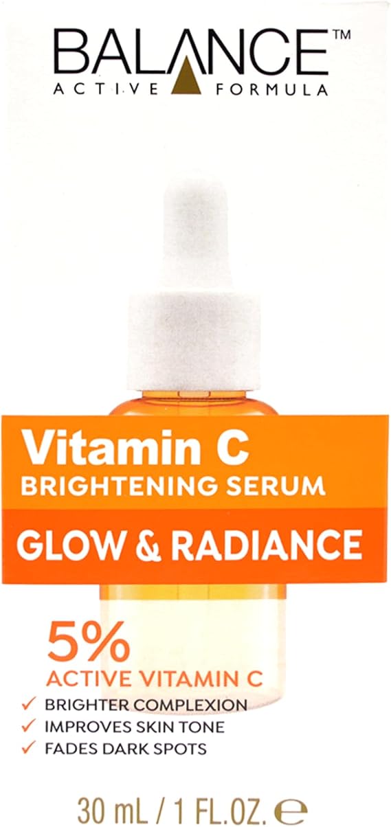 Balance Active Formula Vitamin C Brightening Serum - 3% Vitamin C for Radiant Skin, Dark Spot Corrector, Lightweight & Non-Sticky, Smooths and Revitalises - 30ml