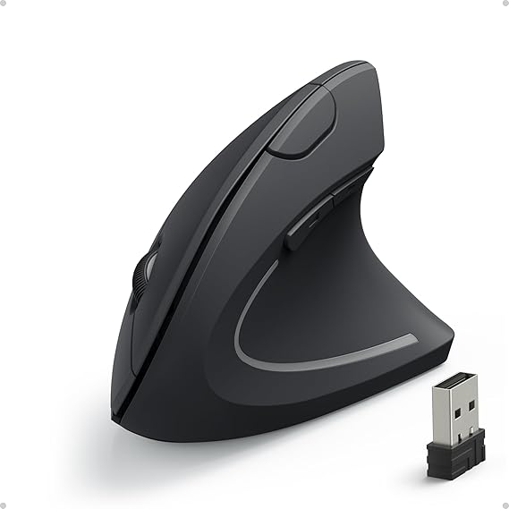 Anker 2.4G Wireless Mouse Vertical Wireless Mouse 800 / 1200 / 1600 DPI 5 Buttons Optical Ergonomics Design Right-hand Compatible with Windows/MacOS Black