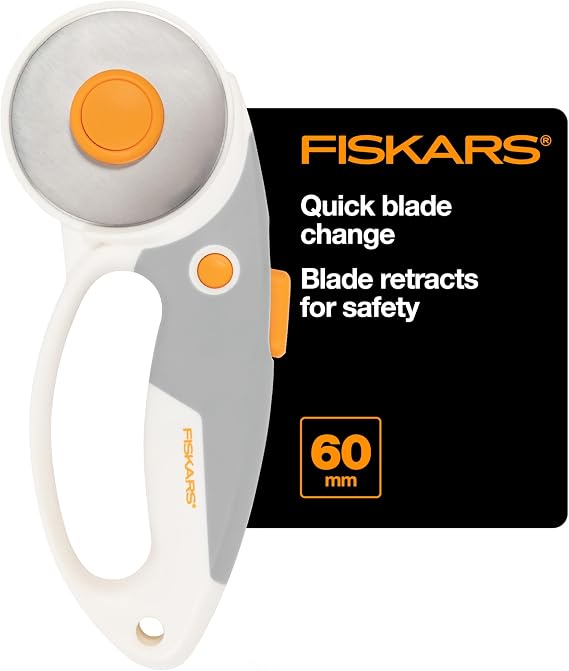 Fiskars 60mm Loop Titanium SoftGrip Rotary Cutter for Fabric & Sewing