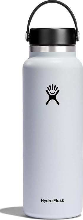 Hydro Flask - Water Bottle 1180 ml (40 oz) - Vacuum Insulated Stainless Steel Water Bottle with Leak Proof Flex Cap and Powder Coat - Wide Mouth - White