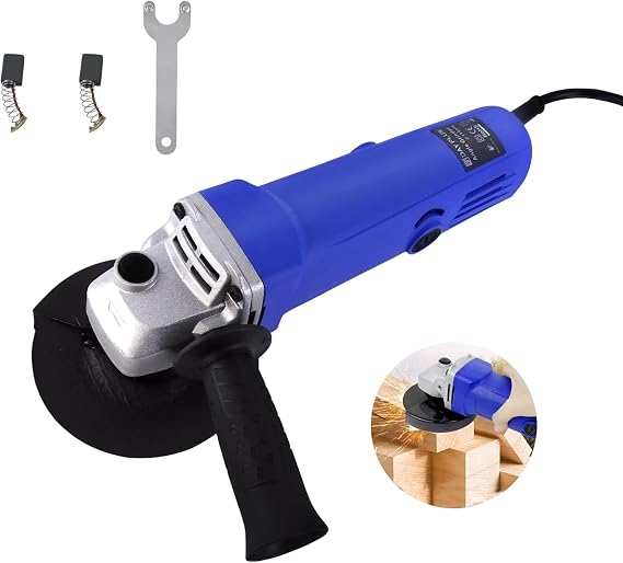 550W Angle Grinder, Corded Angle Grinders Ø115mm 1200 RPM Power Tools for Cutting, Grinding & Polishing Tool,with 1X Grinding Wheel, 1X Wheel Cover,1x Side Handle,1x Wrench and 2X Carbon Brush