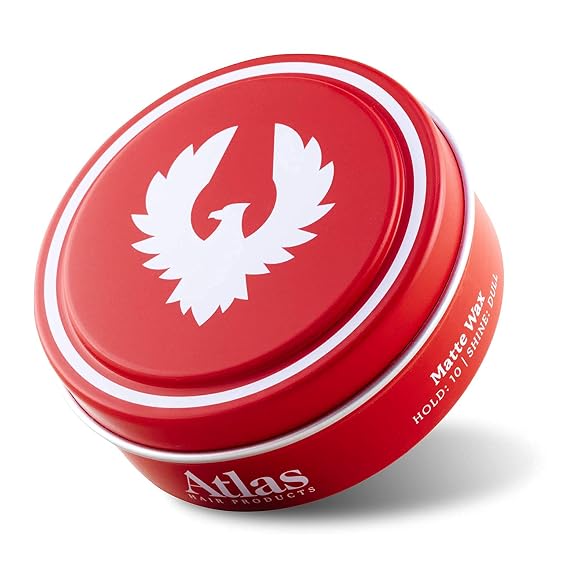 Atlas Pomade for Men, High Hold Anti-Frizz Wax, Matte Texture, Volumizing Hair Styling Wax, Hair Paste, For All Hair Types, Water Soluble, 2.4oz, Pack of 1