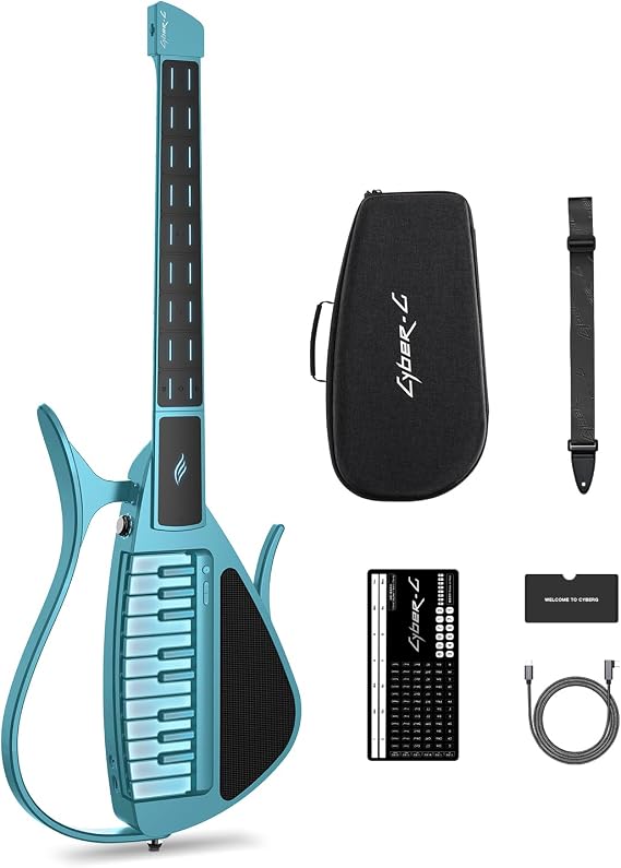 Enya CYBER-G Stringless Smart Guitar - Innovative Silent & Electric Guitar with LED Buttons Drum & Bass Hundreds of Presets App Interactive Chord Sheets for Learning Practice & Performances