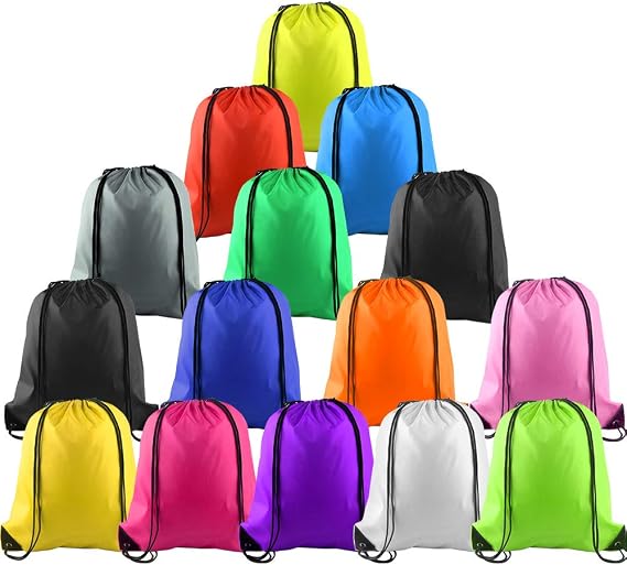 KUUQA 15 Pcs Drawstring Backpack Bags | String Backpack Cinch Sack , Pull String Bags, Gym Backpack, For Yoga Traveling Outdoor Sports