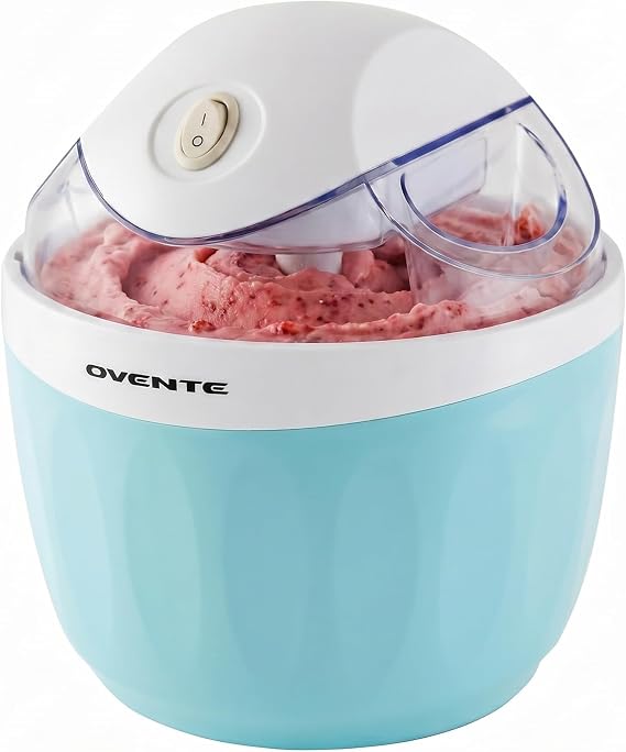 OVENTE Electric Ice Cream Maker, 1QT Freezer Bowl, 15W, Blue ICM110BL