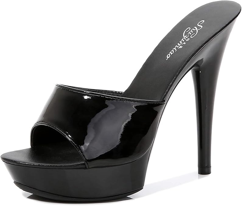 YIYA High Heeled Mules for Women Open Toe Stilettos Sandals Summer Platform High Heels Slides Dress Party Backless Shoes