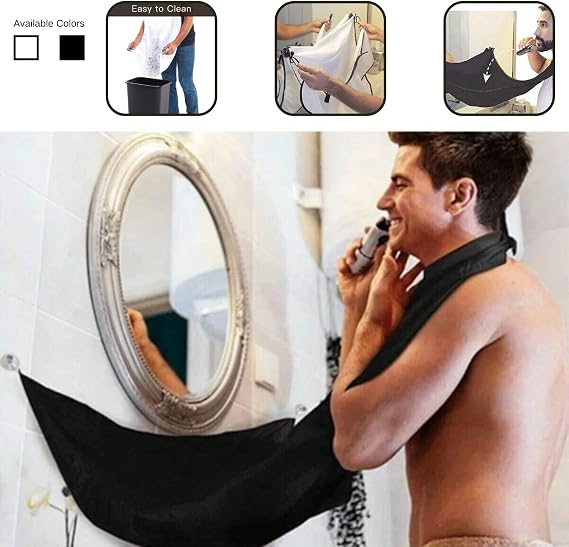 EASYSO Desire Pratik Sakal Kesme Örtüsü, Siyah, Tela Kumaş Berber/Kuaför Önlüğü Black Standart Boy Saç Kesme Örtüsü Vantuzlu