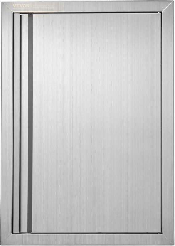 VEVOR Grill Access Door 432 x 610 mm Single Exterior Kitchen Door Flush Mounted Stainless Steel Door Vertical Wall Door with Retractable Handle Grill Island Grill Station Outdoor Cabinet
