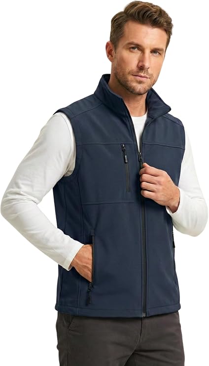 Erkek Yelek Softshell Su Geçirmez Tam Fermuarlı Cepli Normal Kalıp Spor Yelek
