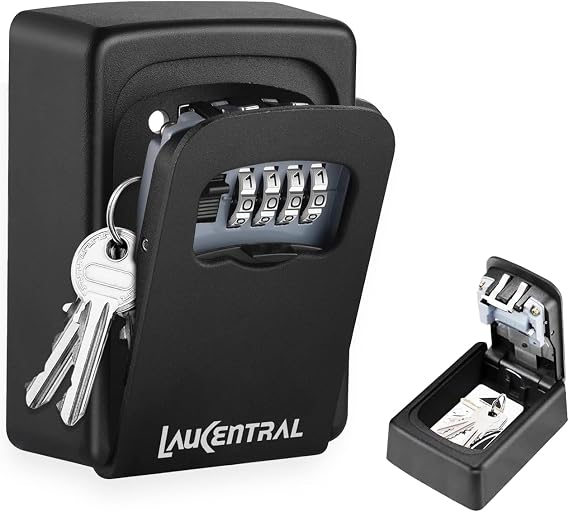 Key Safe Wall Mounted, Enhanced Security 4-Digit Combination Key Lock Box Outdoor, 500g Heavy Duty Full Zinc Aluminium Alloy Waterproof Key Cabinet for Home Garage Office & Keycards