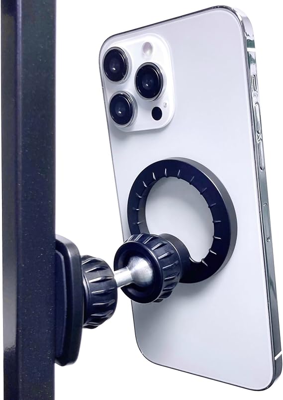 Gym Magnetic Phone Holder Mount for MagSafe, [Upgraded Metal & 360 Adjustable] Dual Magnetic Phone Holder for Gym Workout Compatible with iPhone 17/16/15/14/13/12 Series