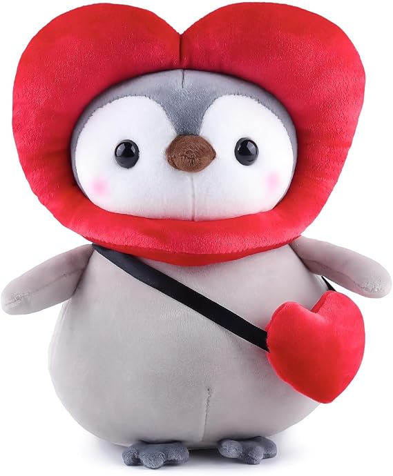 Anboor 9.8" Love Penguin Stuffed Animal, Cute Penguin Soft Plush Toy with Love Outfit, Perfect for Boys, Girls & Kids, Ages 3 and Up