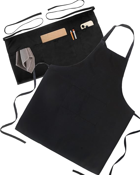 Xeoxarel Short Apron and Bib Apron with Pockets Bundle