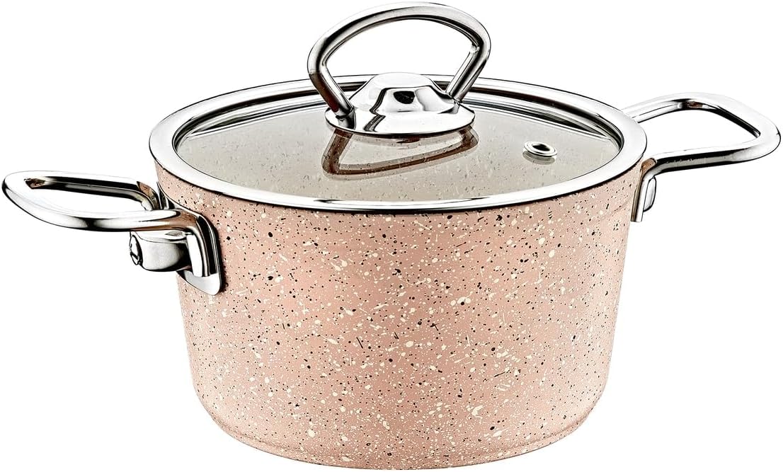 3111 2 Parça Bio Granit Mini Tencere, 16x8,5 cm, Sütlü Kahve