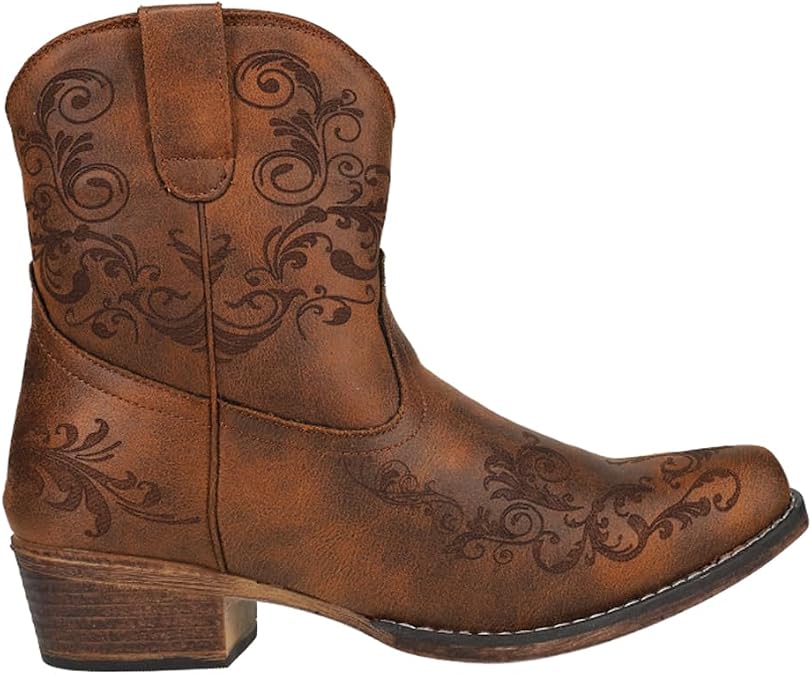 ROPER Womens Short Stuff Embroidery Snip Toe Casual Boots Ankle Low Heel 1-2"