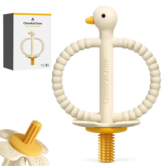 2-in-1 Baby Teething Toys & Training Toothbrush, Silicone Teether for Babies 3-12 Months, Double Ring Easy-Grip Design, Multi-Texture Gum Massage, BPA Free Food-Grade Silicone