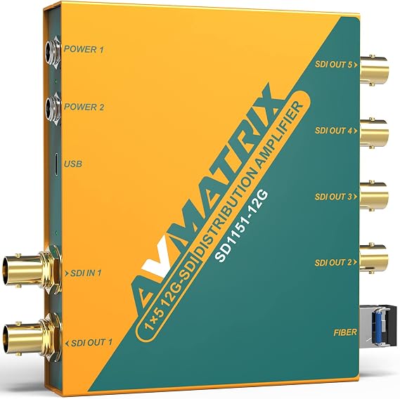 AVMATRIX SD1151-12G SDI in & 1x5 12G-SDI Out Distribution Amplifier HD