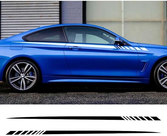 2pcs Car Long Stripe Waist Line Stickers Auto Both Side Body Vinyl DIY Decals Racing Sport Styling Tuning Accessories