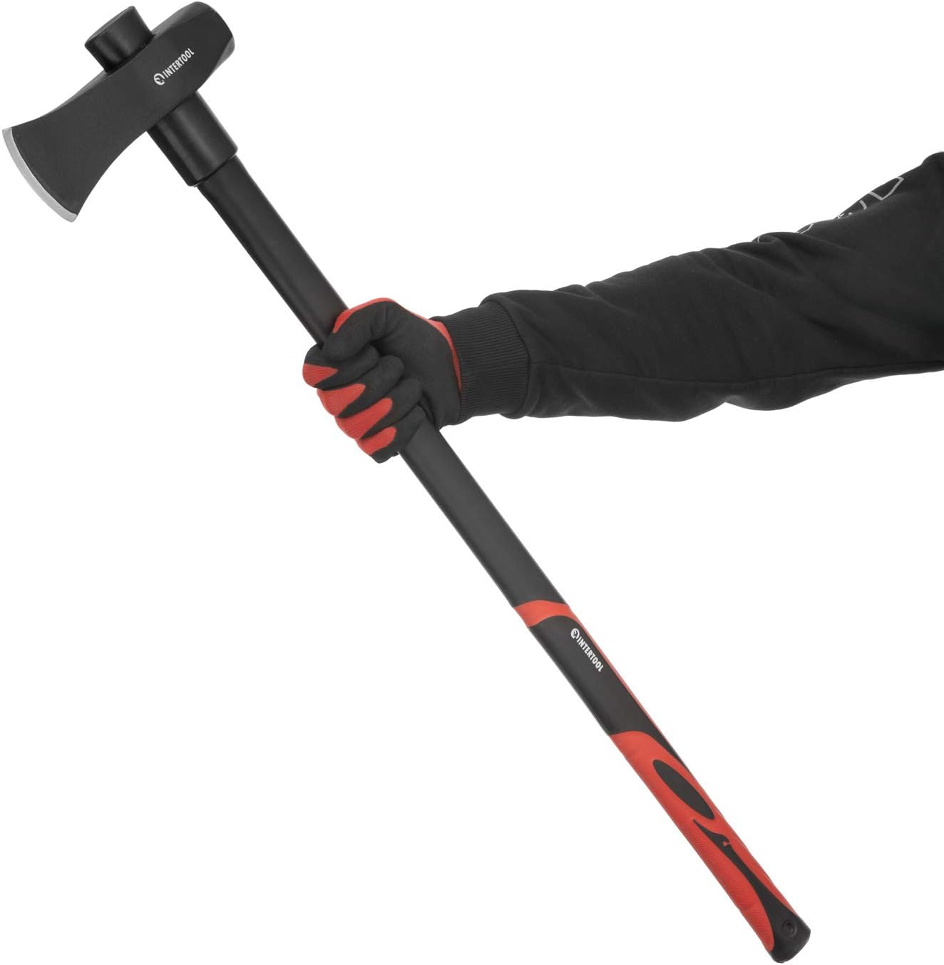 INTERTOOL Hatchet Lightweight for Camp Firewood Splitting & Kindling - Small 14" Wood Chopping Axe with Shock Absorbing Anti-Slip Handle & Sheath - Ax for Outdoor, Hiking, and Gardening - HT08-0291