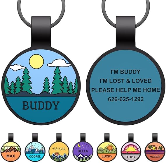 Round Personalized Silicone Silent Dog Tag - Engraved Soundless Pet ID, Custom Name Pendant for Dog Collar, ID Tag-Never Fade, Durable, Washable