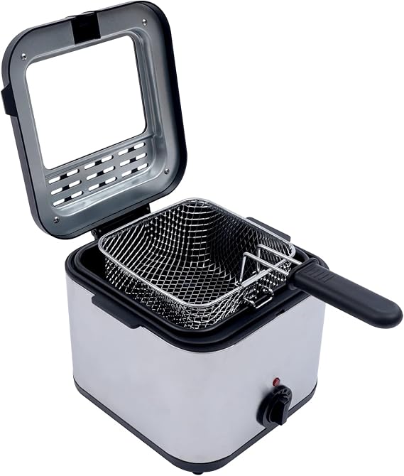 Electric Deep Fryer 2.5 Liters Oil Capacity with Frying Basket, 110V 1000W Electric Deep Fryer with Basket and Drip Hook Fish Fryer with Temperature Control Deep Fat Fryers Stainless Steel Oil Fryer