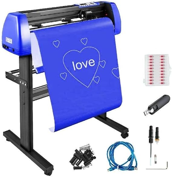 28 Inch Vinyl Plotter Sign Cutting Machine Software Signmaster Windows Compatible System 20 Blades LCD Black For Crafts For Beginnners DIY Use