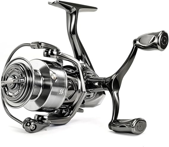 Spinning Fishing Reel 5.0:1 Gearratio Max Drag 8Kg Metal Spool Foldable Double Arm for Freshwater Saltwater Fishing