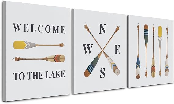 Nogrit lake decor,lake wall art,Lake House Canvas Wall Art 1114 Set of 3, Lake Themed Decor For Lake House,Gifts for Lake Lovers Lake House Owners,lake wall decor,lake house gifts
