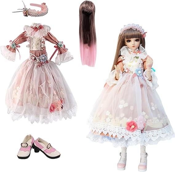 UCanaan BJD 人形 洋服セット 1/3 SD人形 ウィッグ 靴 ソックス アクセサリー フルセット 24インチ 60cm BJD人形用 AC17