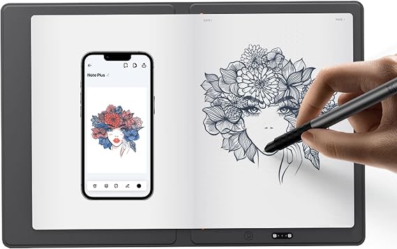 XPPen Note Plus Smart Notepad for Digital Writing, AI Handwriting to Text Recognition for 9 Languages, A5 Paper Notebook with Battery-Free Stylus, Offline Storage, Instant Share