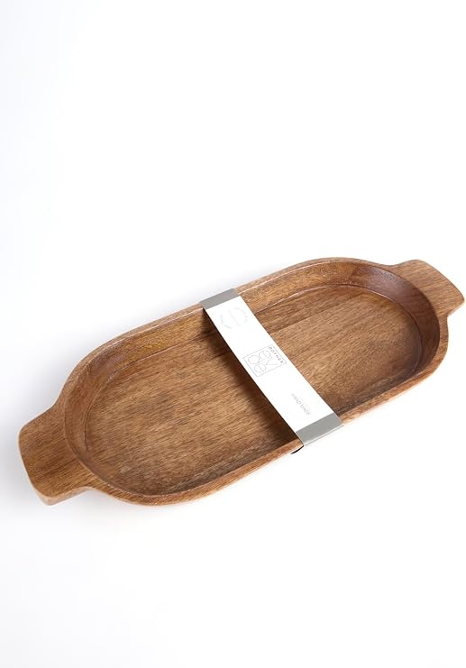 1 Adet Mango Ağacı Kahve Servis Tabağı Kayık Servislik Kulplu 40X12Cm, 5003285691
