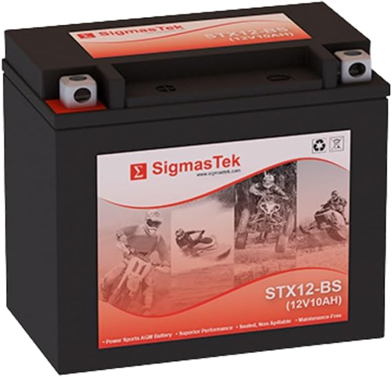 EverStart ES12BS Compatible SLA Motorcycle Battery by SigmasTek, STX12-BS 180CCA