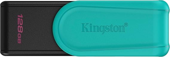Kingston DataTraveler Exodia S USB Memory - 128GB - USB 3.2 Gen 1 - USB Type A - Black/Turquoise