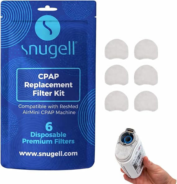 Snugell CPAP Filters, 6-Pack - Compatible with ResMed AirMini - Ensures Air Filtration, Easy Installation, and Cleaner Breathing Air