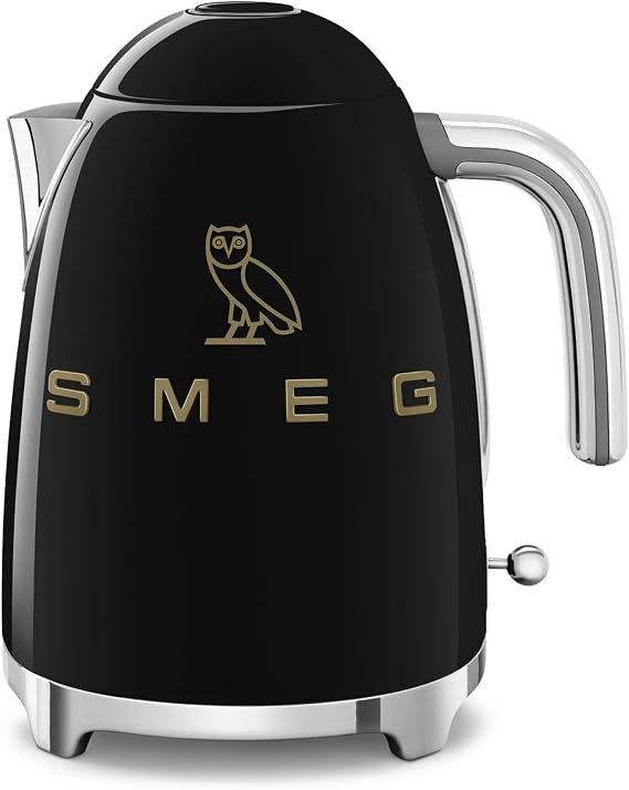 Smeg x OVO 1.7L Electric Kettle, OVO Collection SMEG Kettle, 50's Retro Style 7-Cup Electric Tea Kettle (Black)