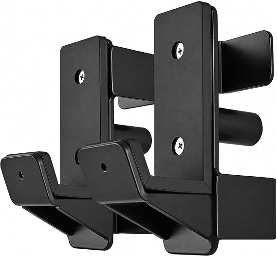J Hooks for 2" x 2" Power Rack with 1" or 5/8" Hole, Rubber Pad J-Hook for Power Cage, Bottom Reinforced Steel J Cups for Squat Rack, Heavy Duty Barbell Holder, Black