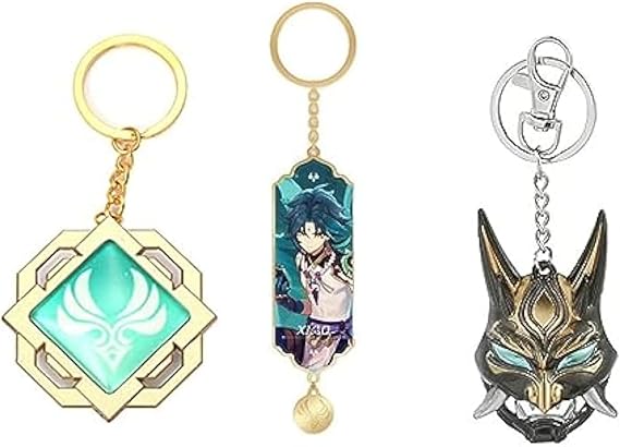 Farashin Keychain Toy Impact Riyue Vision Anemo Luminous Xiao Harajin Weapon Cosplay Accessory FT133 3 Pieces, Gold