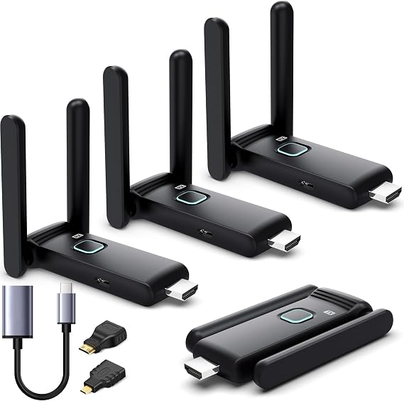 Wireless HDMI 3 Receiver and Transmitter Set,50M/165FT,No Hot,Plug and Play | 2.4/5.8GHz Wirelessly Stream to Multiple TV/Projectors,USB-C Wireless HDMI Splitter for Macbook/DVR/Camera/Laptop/Switch/PC
