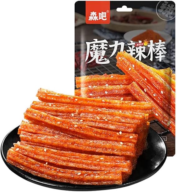 Spicy Strips Chinese Snack (62G/Bag) of Handmade Spicy Strips, La Tiao,Vegetarian, Konjac Lataio Latio (Hot Rod,1 bag)
