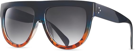 Women's Oversized Flat Top Fashion Sunglasses Trendy Big Square Designer Retro Sun Glasses Shades