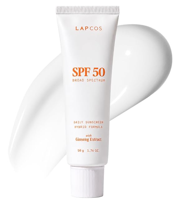 LAPCOS K Beauty SPF 50 Broad Spectrum - Daily Sunscreen Hybrid Formula with Ginseng Extract & Panthenol - Lightweight & Moisturizing Face & Body Sunscreen for All Skin Types - Korean Skin Care 1.76 oz