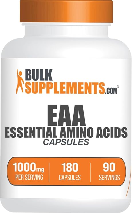 Essential Amino Acids Capsules (EAA) - Amino Acids Supplement - EAAs Amino Acids - EAA Capsules - 1000 mg Serving - 90 Day Supply (180 Gelatin Capsules)