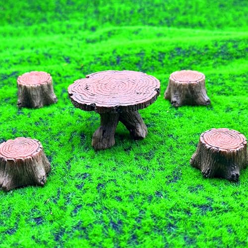 5Pcs Fairy Garden Accessories, Outdoor Miniature Table and Chairs Set Mini Resin Furniture Ornaments Kit Micro Landscape Decor for DIY Crafts Dollhouse Succulent Flower Pot Fairy Garden Decor