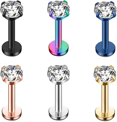 Ruifan 16G Stainless Steel Labret Monroe Lip Ring Tragus Nail Helix Earring Stud Rings Piercing Jewelry 6mm 8mm 10mm 6-24PCS