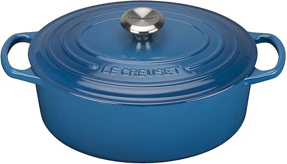 Le Creuset 9 1/2 Qt. Signature Oval French Oven w/Additional Engraved Personalized Stainless Steel Knob - Marseille