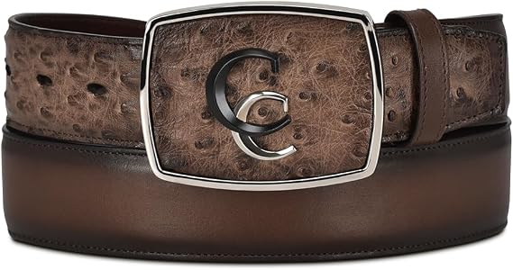 Cuadra Men's Western Belt in Ostrich Leather Brown CV496A1